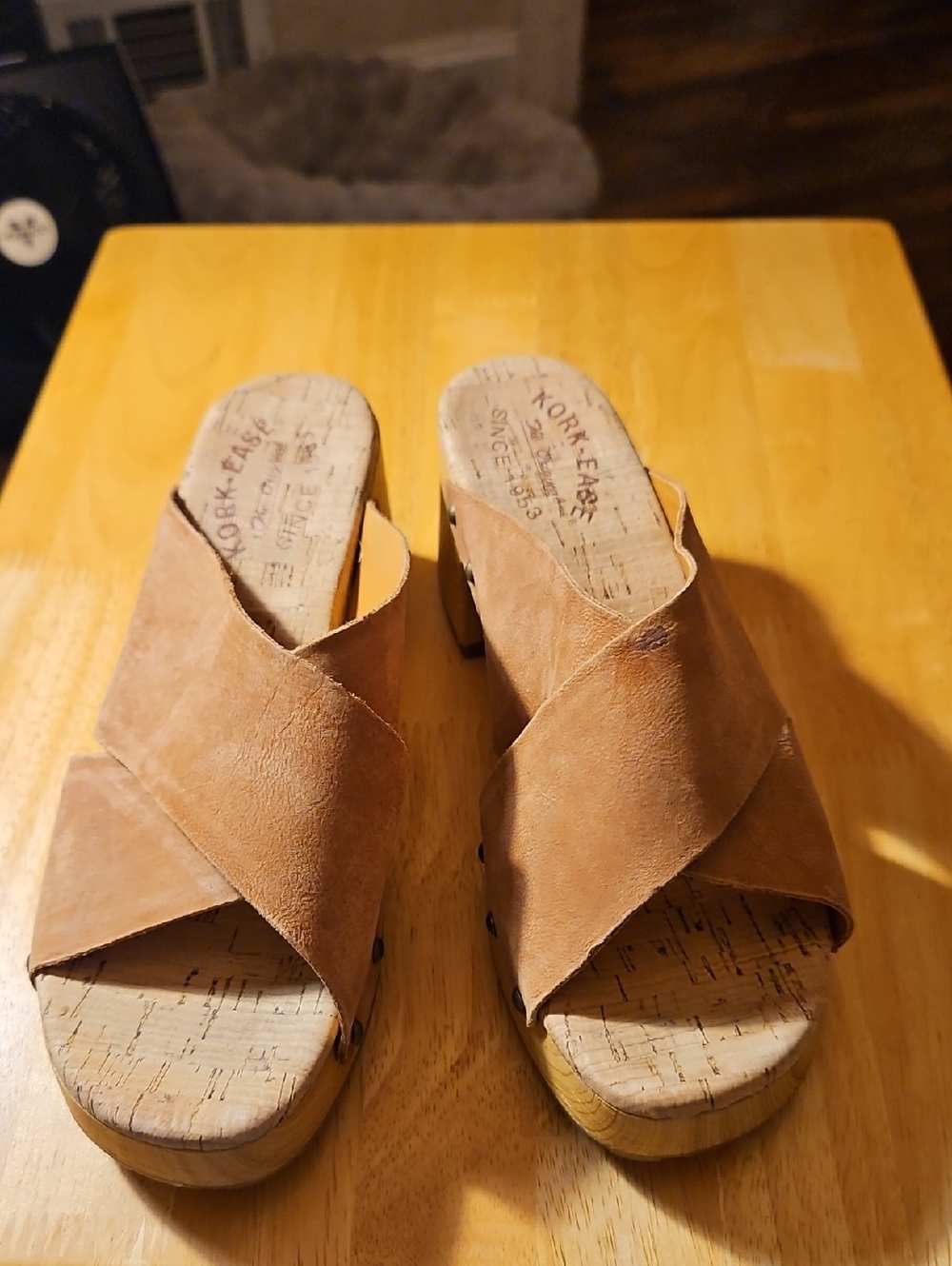 Kork-Ease Tatum Women's Peachy Suede Crossover Mule Clogs